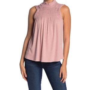 Pleione Textured Mock Neck Sleeveless Blouse Size Medium